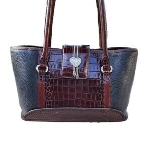 Vintage Brighton Leather Croc Embossed Tote Shoulder Bag